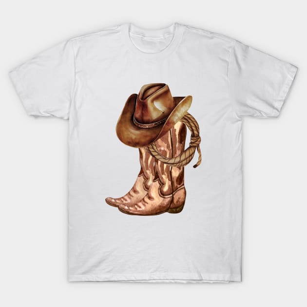 Rustic Rodeo  Western Country Cowboy Boots T-Shirt by Tina